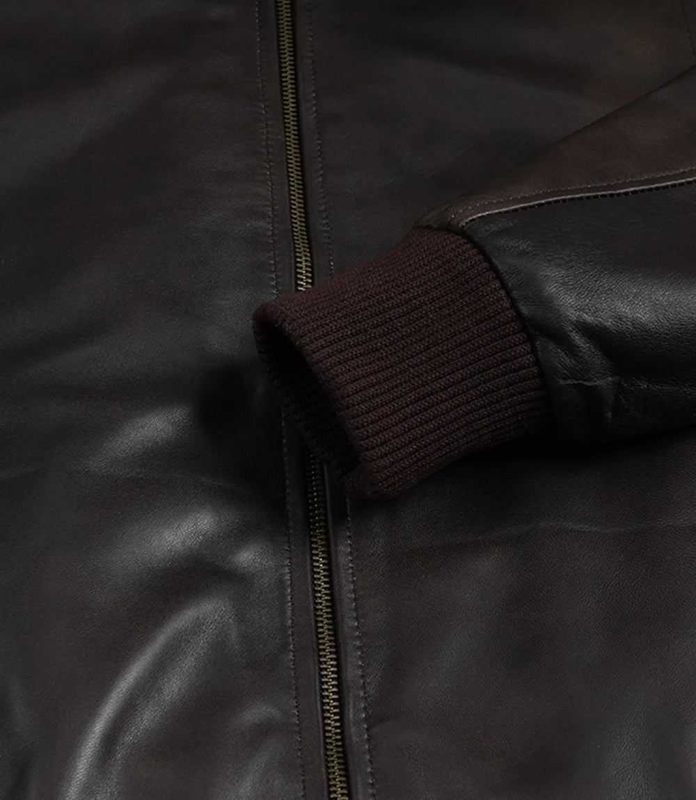 Schwarze Lederjacke im Biker-Stil für Herren