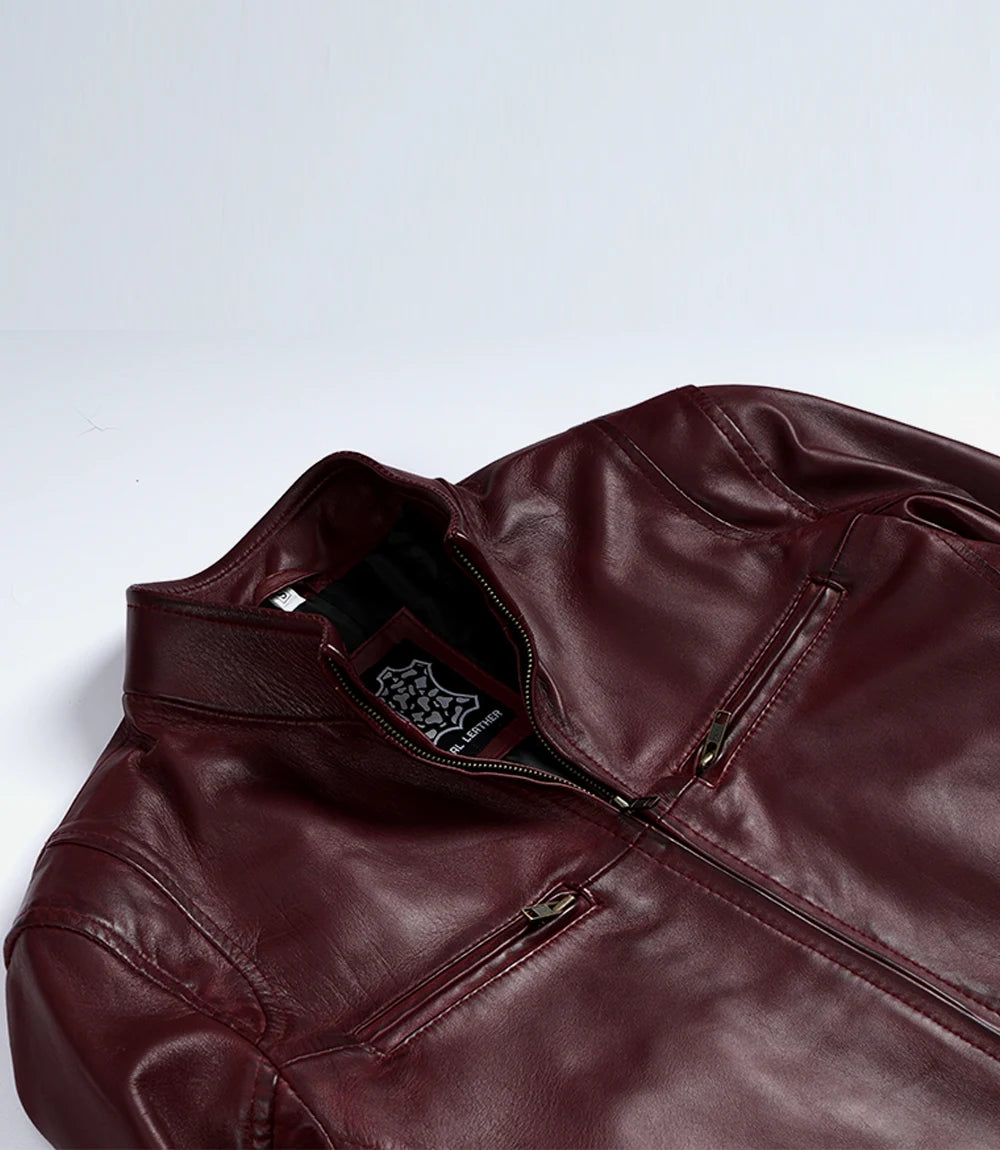 Schwarze Lederjacke im Biker-Stil für Herren