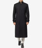 McGhee Men's Erect Collar Black Wool Trench Coat