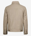 Beige Truckerjacke aus echtem Lammleder für Herren