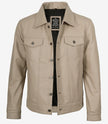 Beige Truckerjacke aus echtem Lammleder für Herren
