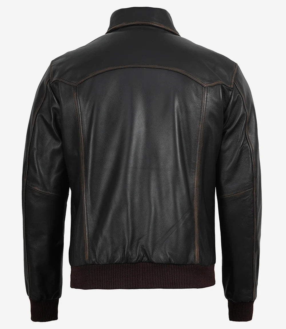 Schwarze Lederjacke im Biker-Stil für Herren