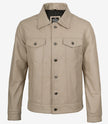 Beige Truckerjacke aus echtem Lammleder für Herren