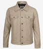 Beige Truckerjacke aus echtem Lammleder für Herren