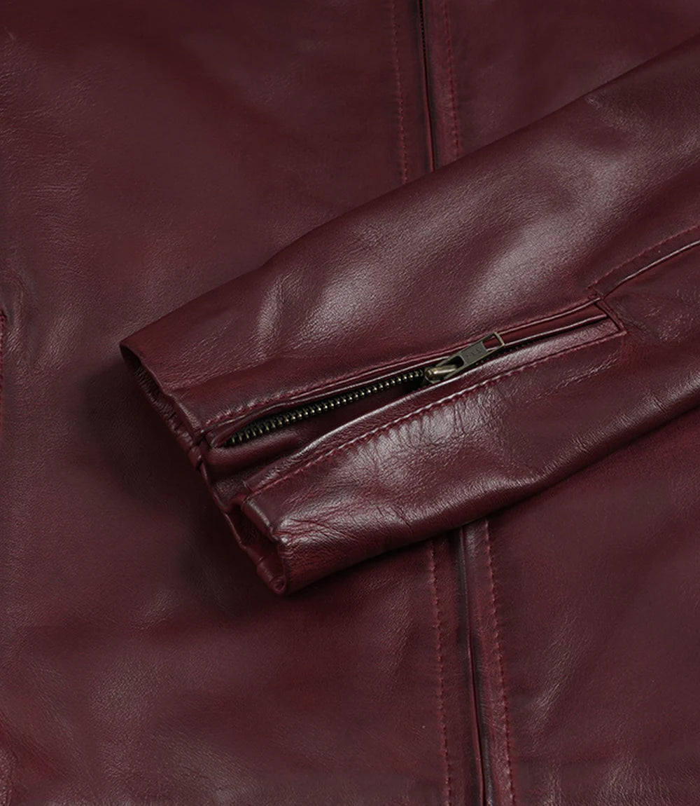Schwarze Lederjacke im Biker-Stil für Herren