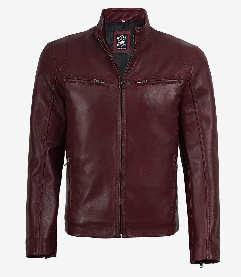 Schwarze Lederjacke im Biker-Stil für Herren
