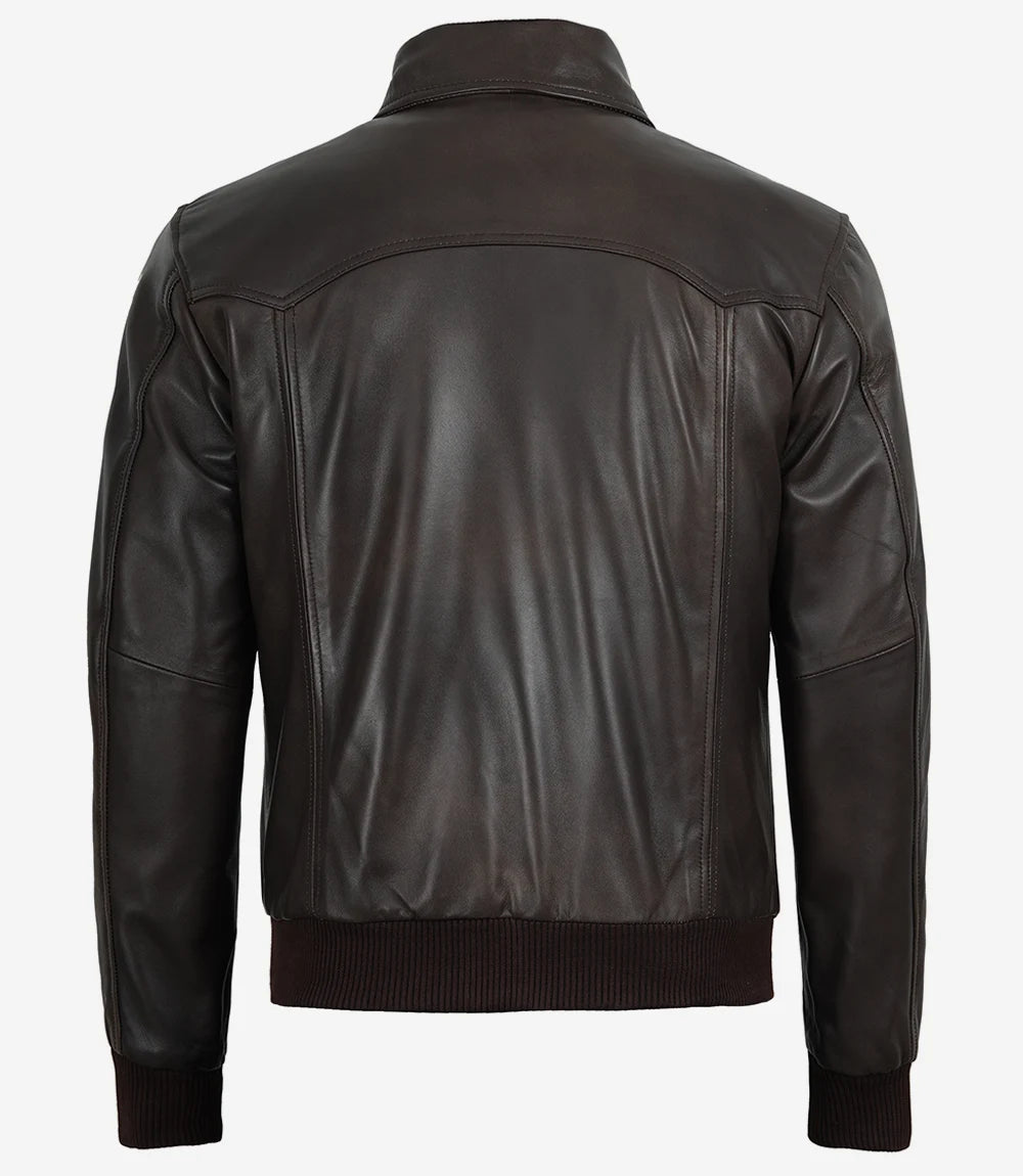 Schwarze Lederjacke im Biker-Stil für Herren