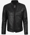 Men's Real Lambskin Leather Black Biker Style Jacket