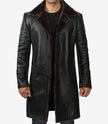 Mens Shearling Lined 3 4 Length Leather Coat