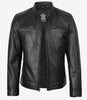 Schwarze Herrenjacke aus Lammleder im Bikerstil
