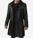Mens Shearling Lined 3 4 Length Leather Coat