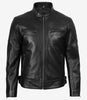 Schwarze Herrenjacke im Biker-Stil aus echtem Leder