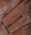 Austin Chocolate Brown Waxed Mens Perforated Leather Jacket