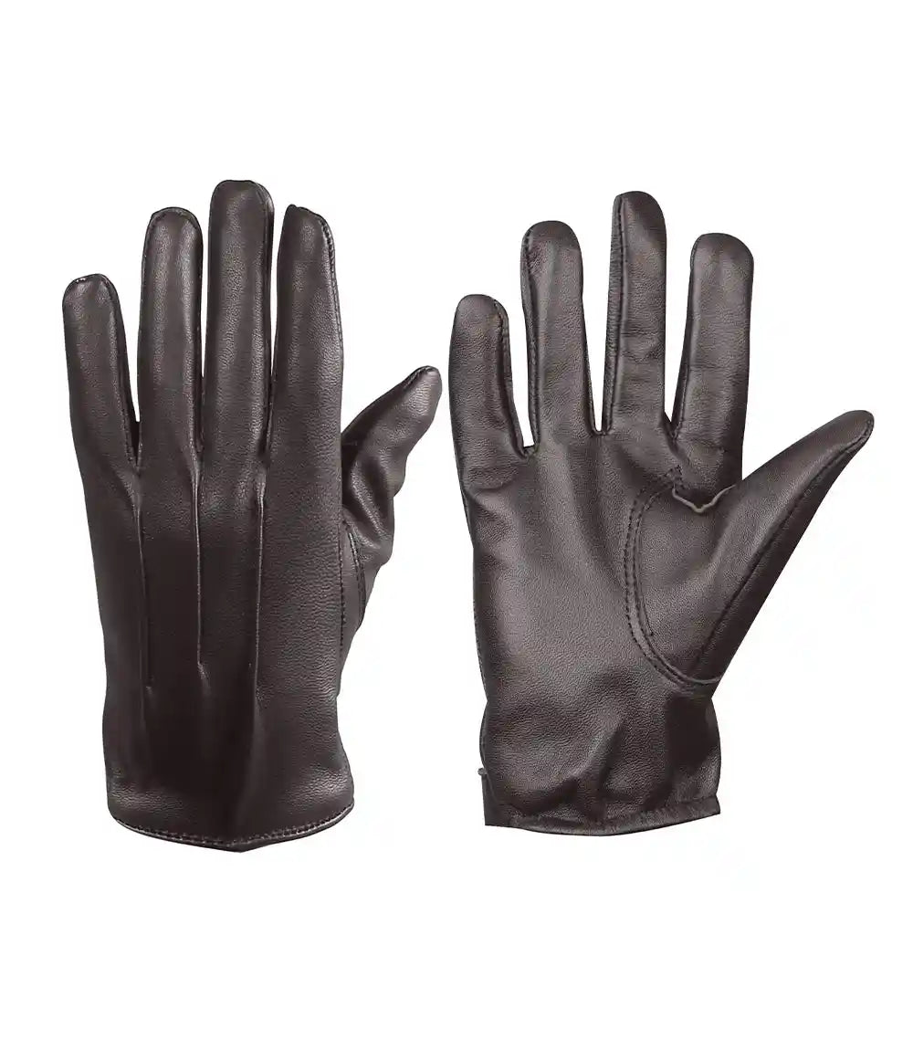 Mens Real Leather Dark Brown Lined Gloves