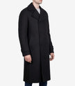 Kenney Men's Double-Breasted Black Wool Coat – Premium Quality