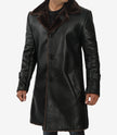 Mens Shearling Lined 3 4 Length Leather Coat