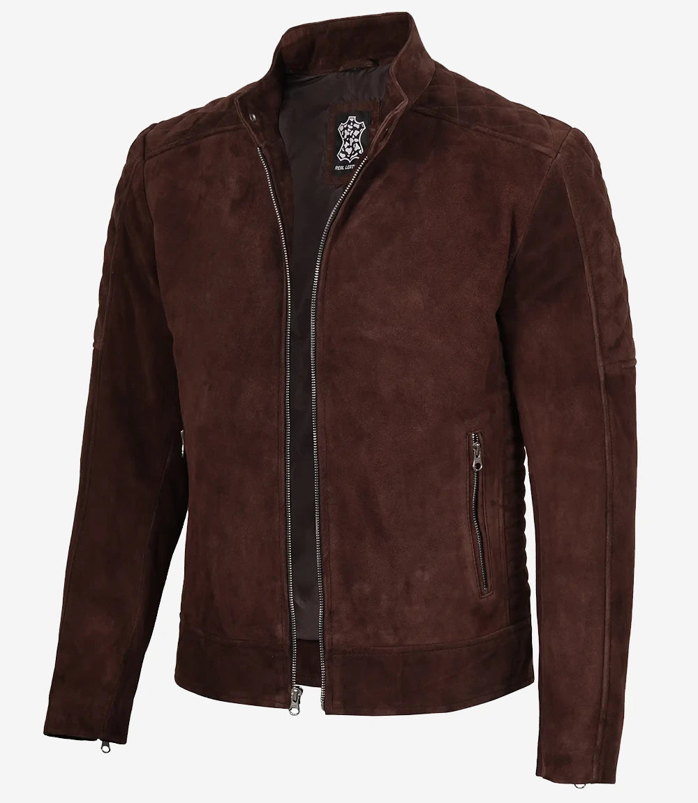 Dunkelbraune Wildlederjacke der Spitzenklasse für Herren