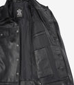 Schwarze Trucker-Jacke aus Leder für Herren mit vier Taschen
