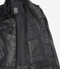 Schwarze Trucker-Jacke aus Leder für Herren mit vier Taschen