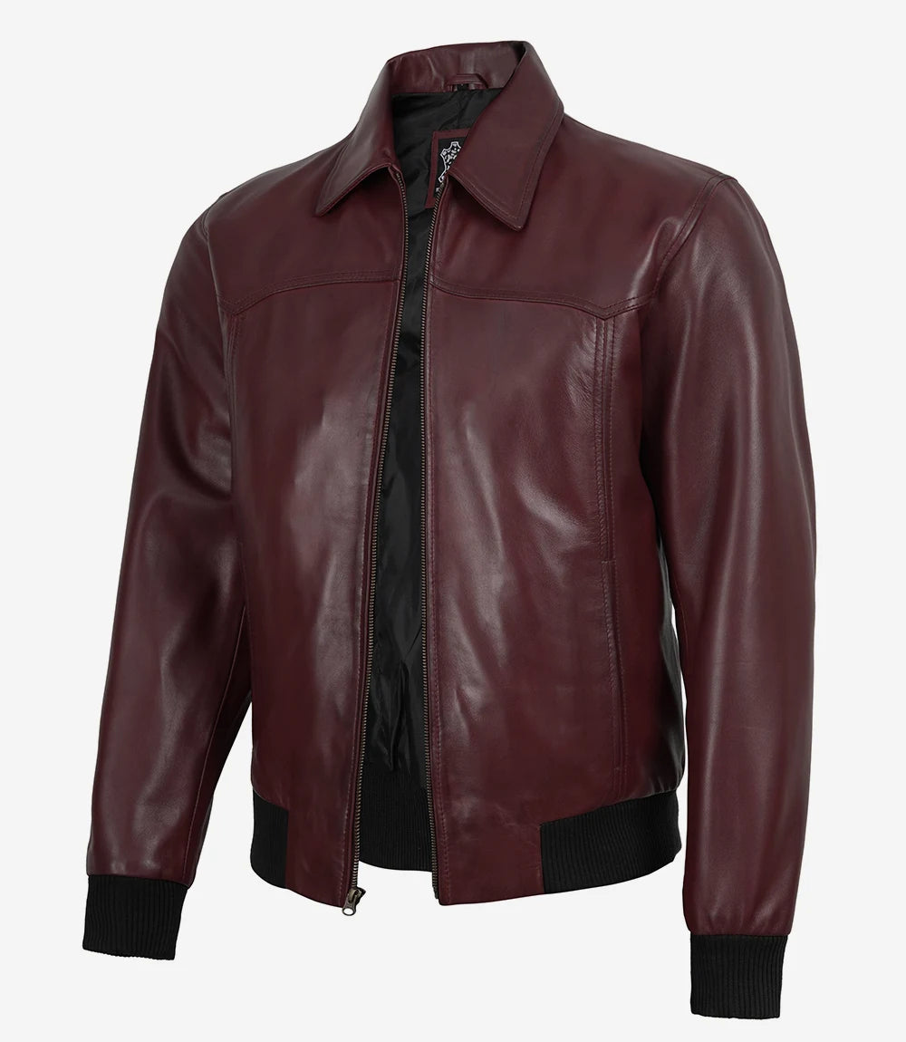 Schwarze Lederjacke im Biker-Stil für Herren