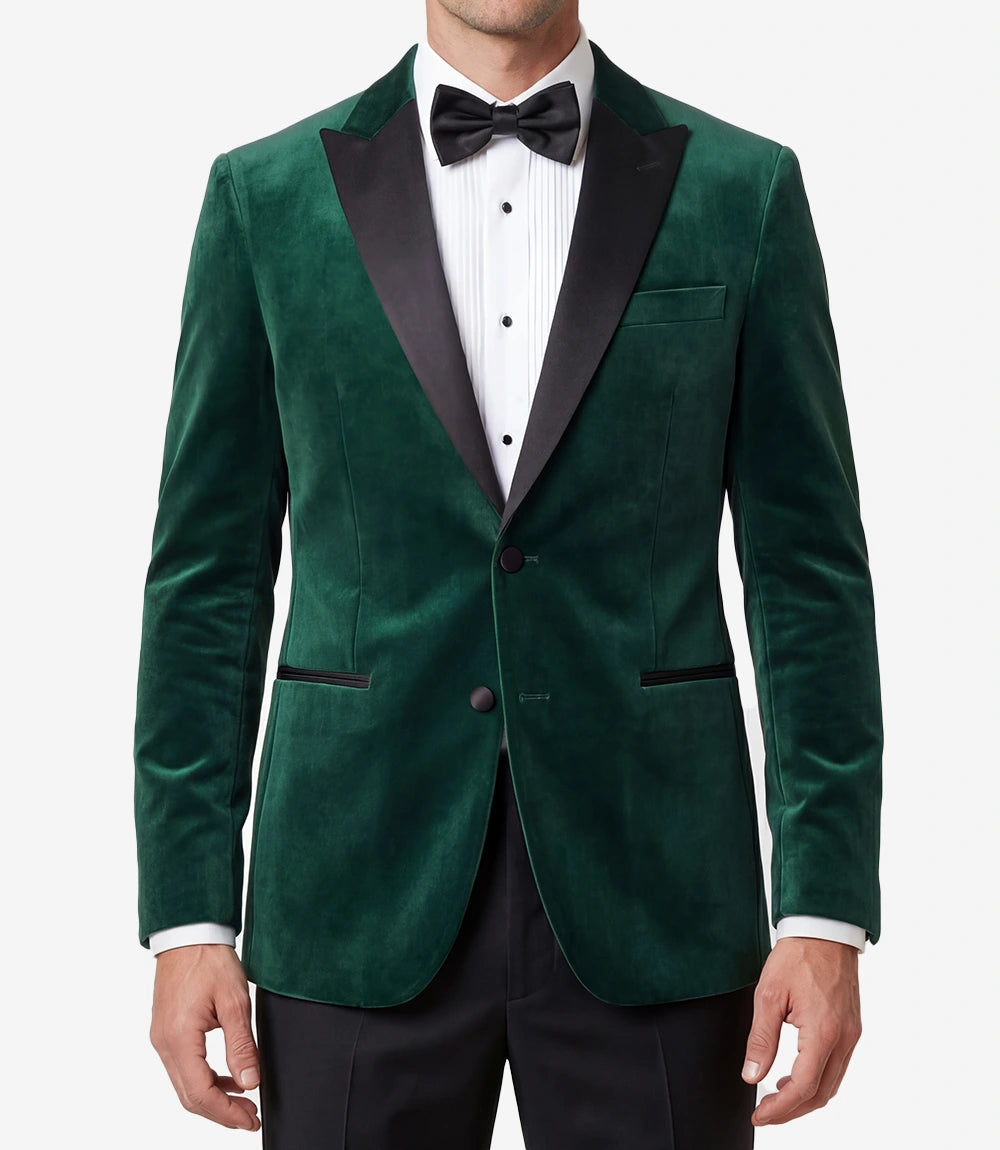Mens Emerald Green Peak Lapel Velvet Tuxedo