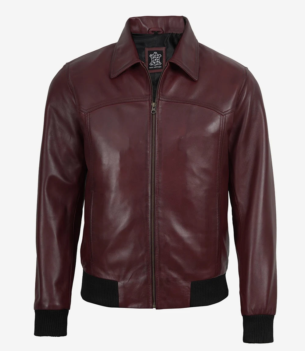 Schwarze Lederjacke im Biker-Stil für Herren