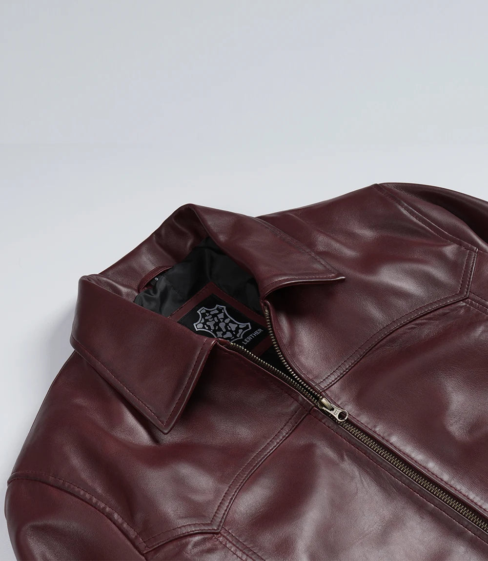 Schwarze Lederjacke im Biker-Stil für Herren