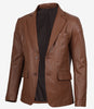 Mens 2 Buttons Brown Leather Blazer