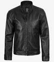 Schwarze Lederjacke Owen im Biker-Stil für Herren