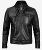 Moffit Black Leather Moto Jacket For Men