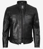 Schwarze Herrenjacke im Biker-Stil aus echtem Leder