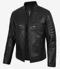 Men's Real Lambskin Leather Black Biker Style Jacket