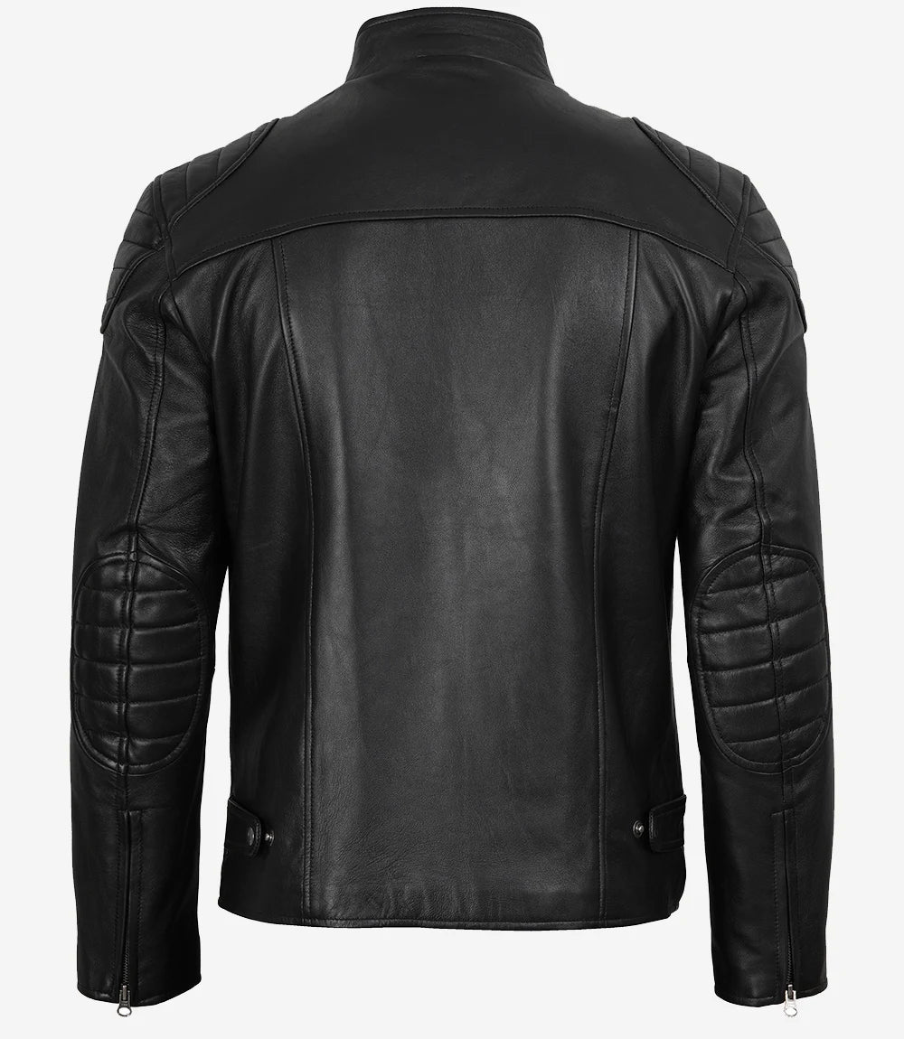 Schwarze Racerjacke aus Leder für Herren