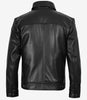 Reeves Herren Harrington-Lederjacke mit Hemdkragen, Schwarz