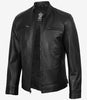 Schwarze Herrenjacke aus Lammleder im Bikerstil