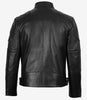 Schwarze Herrenjacke im Biker-Stil aus echtem Leder