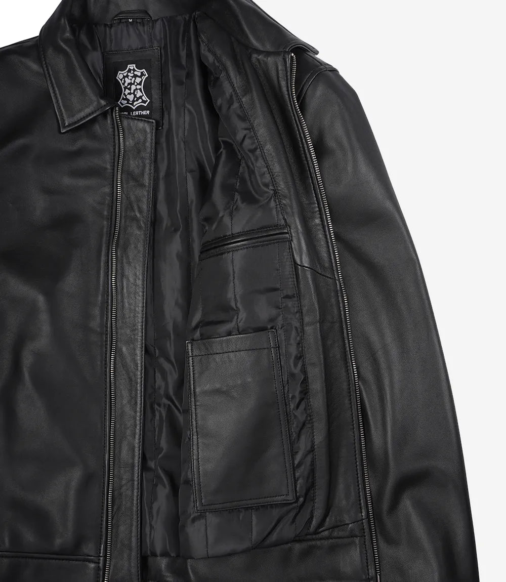 MINIMALIST: Tony Harrington-Jacke aus schwarzem Leder für Herren