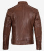 Austin Chocolate Brown Waxed Mens Perforated Leather Jacket