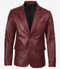 Men's Notch Lapel Maroon Leather Blazer – Two Button