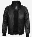 Schwarze Bomberjacke aus Rindsleder für Herren