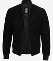 Schwarze Premium-Bomberjacke aus Wildleder für Herren
