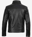 Schwarze Trucker-Jacke aus Leder für Herren mit vier Taschen