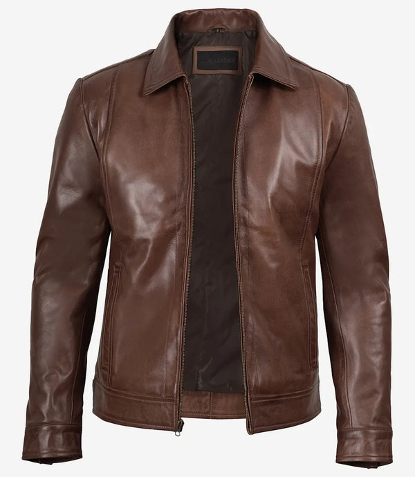 Reeves Herren Harrington Cognac Echtlederjacke 