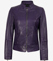 Women's Purple Modern Fit Biker Style Leather Jacket