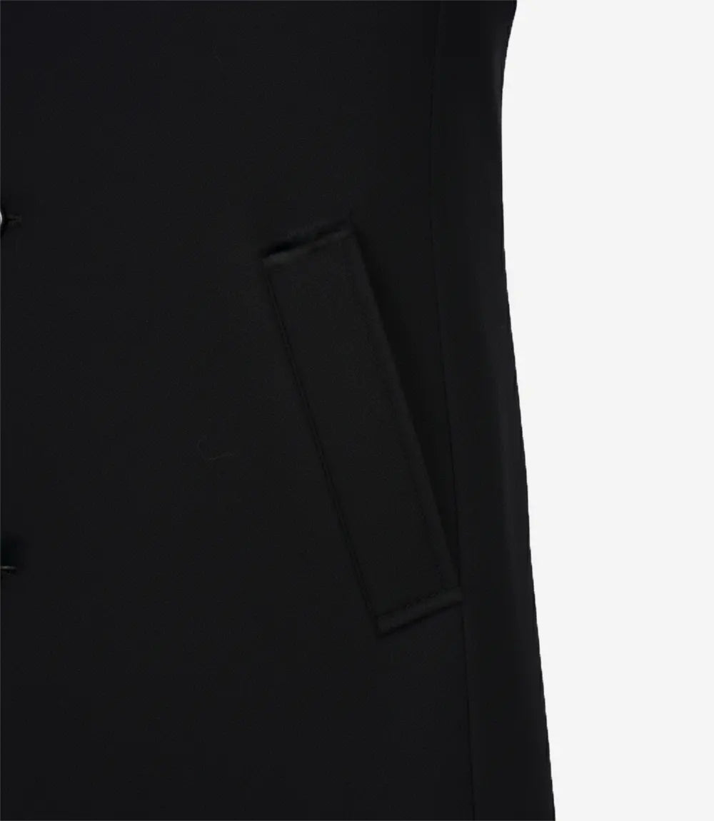 Men's Single-Breasted Black Wool Coat – Modern Fit