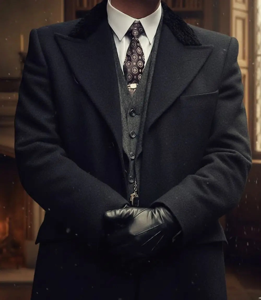 Shelby Herren-Gangster-Klassiker im Stil der 1920er Jahre, schwarzer Mantel – Wollmantel