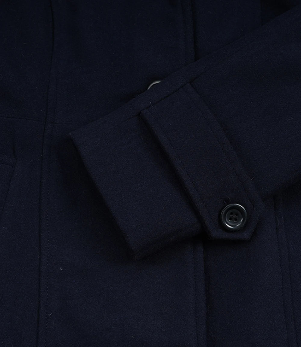 Women’s Mid Length Navy Blue Wool Coat