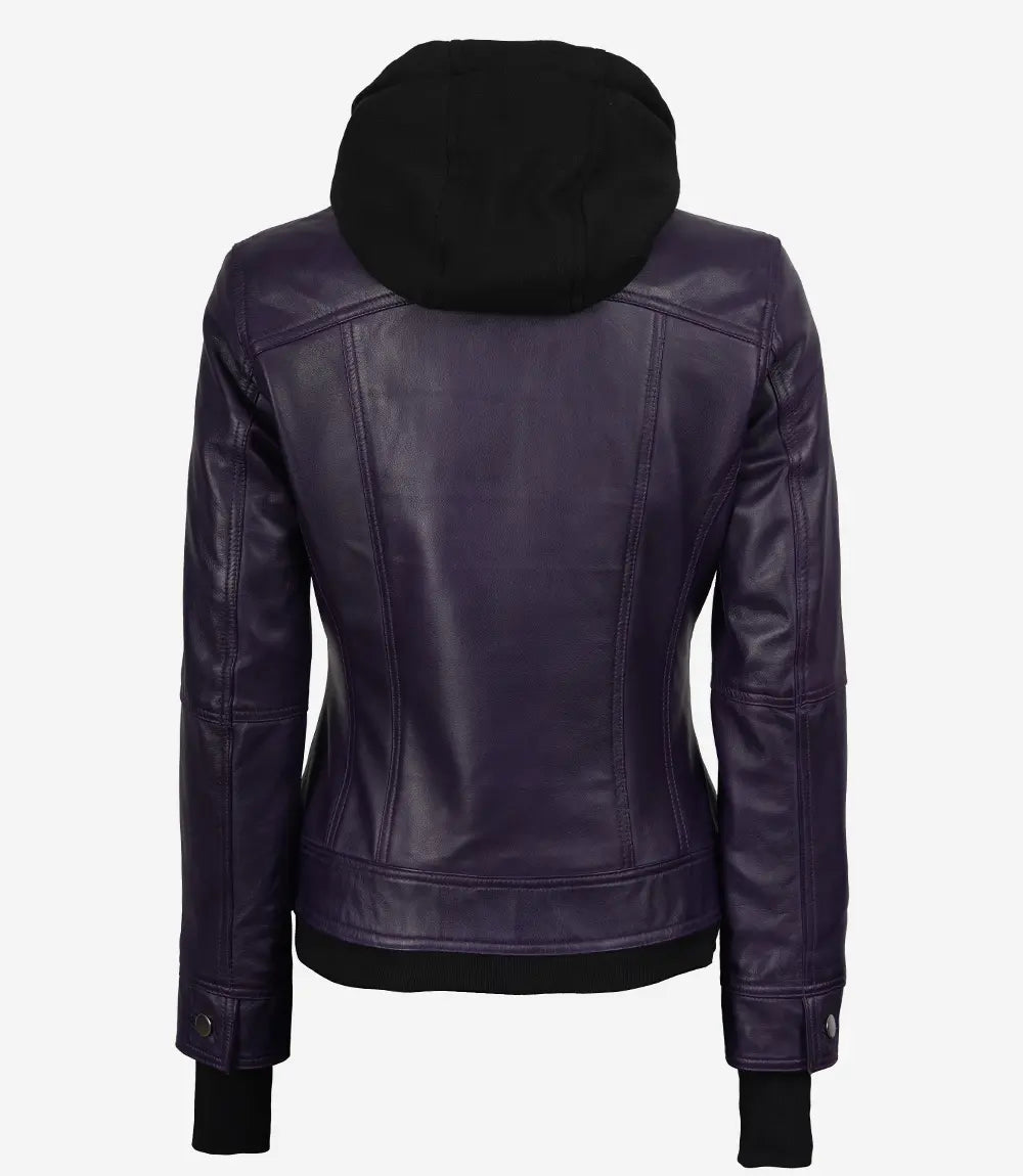 Lila Bomberjacke mit Kapuze für Damen