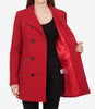 Womens Double Breasted Red Wool Peacoat