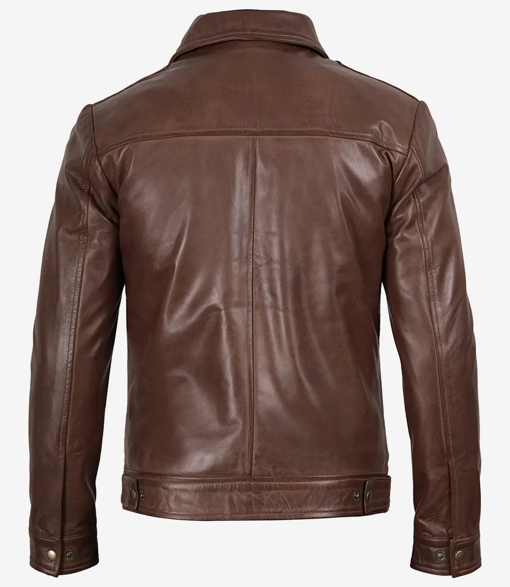 Reeves Herren Harrington Cognac Echtlederjacke 